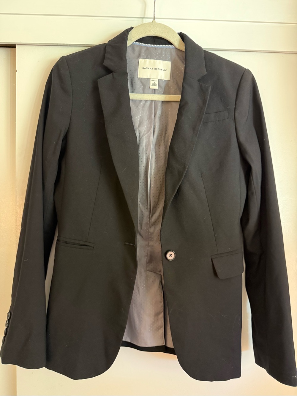 Wool Banana Republic Black Women's Single-Button Blazer